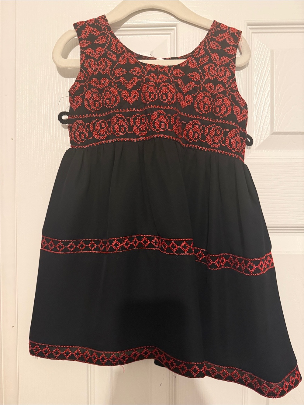 Traditional Embroidered Red and Black toddler dress